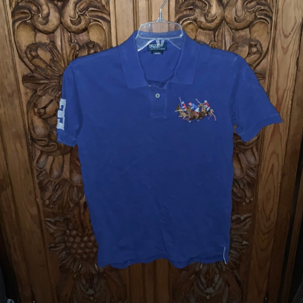 EUC Polo Ralph Lauren youth med blue polo shirt
